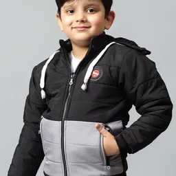 BAESD Boys Colourblocked Crop Padded Jacket with Patchwork image 5