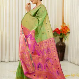 Subham Woven Design Zari Silk Blend Banarasi Saree image 2