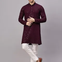 Yugnik Men Embroidered Regular Kurta with Pyjamas image 1