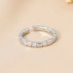 SALTY Silver Multi Stone Ring For Women & Girls Stylish Adjustable Finger Ring-image-47
