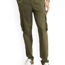 REOUTLOOK Men High-Rise Plain Cotton Cargos Trousers-picture-25