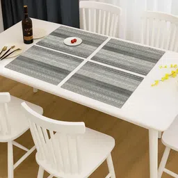 LUXEHOME INTERNATIONAL Grey & White 2 Pieces Textured Anti-Skid Table Placemats image 1