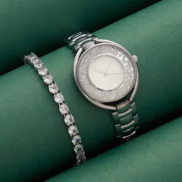 HAUTE SAUCE by Campus Sutra Women Set Of Crystalized Hole Watch & Bracelet SSM25_HSWB5123-picture-24