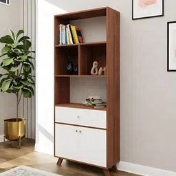 Royaloak Brown & White Wooden Open Flare Book Shelf-image-49