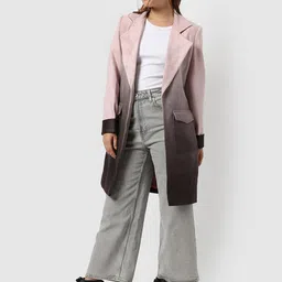 PINACOLADA Notch Lapel Collar Ombre Long Coat image 5