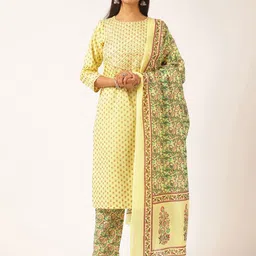 KALINI Floral Printed Gota Patti Pure Cotton Kurta With Palazzos And Dupatta-picture-10