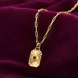Voylla Gold-Plated CZ Heart Shaped Valentine's Day Ray Of Love Pendant With Chain-image-31