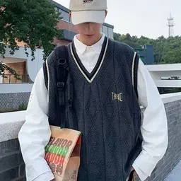 StyleCast Self Design V-Neck Sleeveless Sweater Vest-picture-12