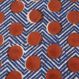 JAYPORE Blue Blue Chevron Printed Indigo Rectangular Cotton 4-Seater Table Cover image 3