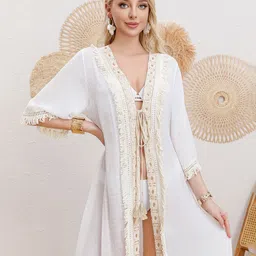 JC Collection Crochet Tie Up-Detail V-Neck Swimwear Coverup Top-picture-13