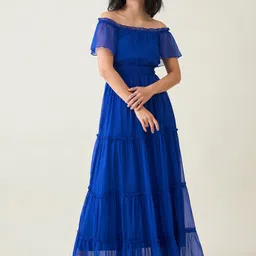 aayu Women Off-Shoulder Tiered Layered Maxi Dress-image-71