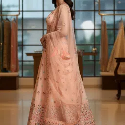 TIKODI Embroidered Thread Work Semi-Stitched Lehenga & Blouse With Dupatta image 2