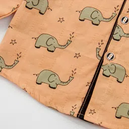 Kookie Kids Full Sleeves Shirt Elephant Print - Light Orange image 3