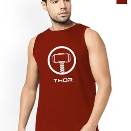 Organic Chics Pack Of 2 Printed Cotton Tank Vests Navy Captain - Maroon Thor_S image 1