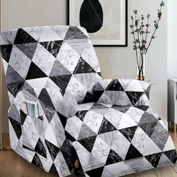 Myntra Elegant Homes Grey & White Printed Polyester 1 Piece Sofa Cover With Arms image 5