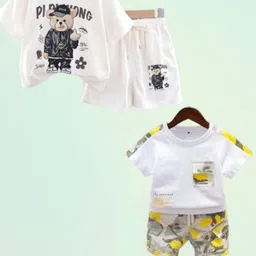 Googo Gaaga Boys Pack Of 2 Printed Short Sleeves Pure Cotton T-shirt With Shorts-picture-26