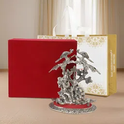 INTERNATIONAL GIFT Silver Plated Radha Krishna Idol Gift Set with Velvet Box and Bag-image-80