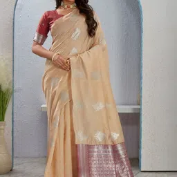 VASTRAAVEDAA Ethnic Motifs Zari Art Silk Handloom Banarasi Saree-picture-10