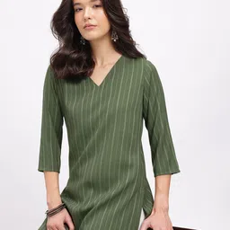 Anouk Rustic Self-Striped Straight Kurta-image-36