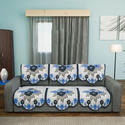 Aura White & Grey 6 Pieces Cotton Sofa Covers-picture-6
