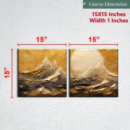 OLIVE TREE Brown & Beige 2 Pieces Abstract Wooden & Canvas Wall Arts image 5