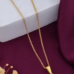 SZN Set Of 2 Gold-Plated Floral Shaped Enamelled Pendant With Chain image 2