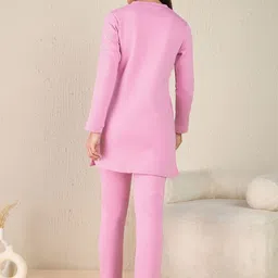 Sweet Dreams Women Floral Embroidered V-Neck Kurti & Pyjamas Night Suit image 4