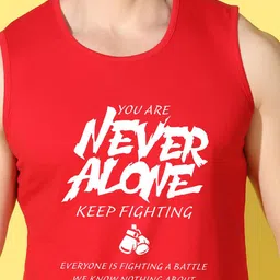 WOOSTRO Men Pack Of 2 Typography Sleeveless Printed Slim Fit T-shirt image 2