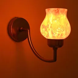 SOMIL Orange & Gold-Toned Printed Glass Cylinder Shaped Wall Lamp-image-55