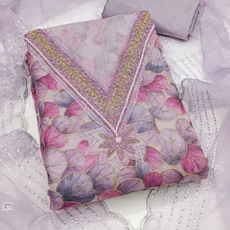 KALINI Embroidered Organza Unstitched Dress Material-image-56