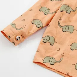 Kookie Kids Full Sleeves Shirt Elephant Print - Light Orange image 4