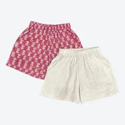 Pum Pum Boys Pack Of 2 Floral Printed Mid-Rise Coton Shorts image 2