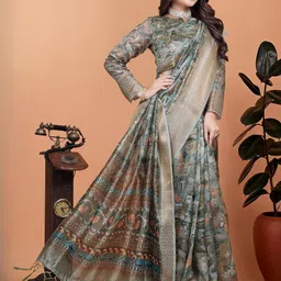 DIVASTRI Ethnic Motifs Printed Silk Blend Banarasi Saree image 2