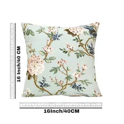 Clovertico Green & Cream-Coloured 2 Pieces Floral Printed Cotton Square Cushion Covers-picture-25