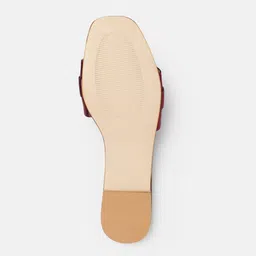 glitchez Women Satin Finish Open Toe Flats with Buckle Detail image 2