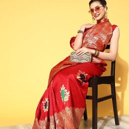Anouk Rustic Ethnic Motifs Zari Banarasi Saree-picture-12