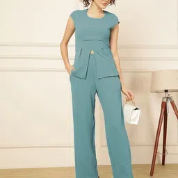 Selvia Solid Top With Trousers Co-Ords-image-2