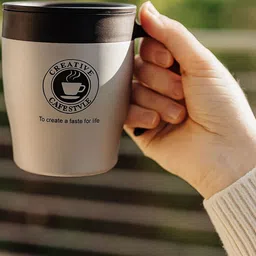 TASKHOUSE Grey & Black Printed Stainless Steel Glossy Cup-330 ml image 2