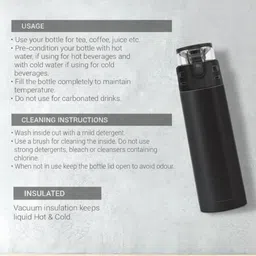 Belhomme Black Stainless Steel Water Bottle Capacity: 700-750 ML image 5