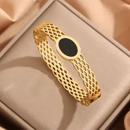 MYKI Stainless Steel Gold-Plated Cuff Bracelet image 2