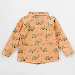 Kookie Kids Full Sleeves Shirt Elephant Print - Light Orange image 5