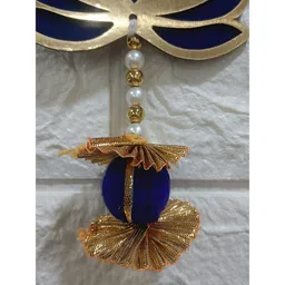 Nutts 2-Pcs Blue & Yellow Wooden Lotus Hanging FestiveDecor image 3