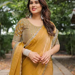 The Textile Hub Embroidered Pure Chiffon Saree-image-25