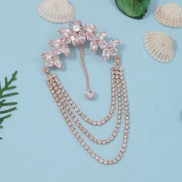 I Jewels Men Rose Gold Plated AD Studded Pin Brooch-image-7
