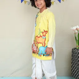 BAATCHEET Boys Ethnic Motifs Printed Regular Pure Cotton Kurta with Dhoti Pants image 4