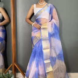 KAYOMMI Bandhani Zari Organza Kanjeevaram Saree-picture-22