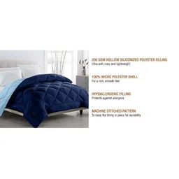 RF RELAXFEEL Blue Checked Heavy Winter 210 GSM Reversible Microfiber Double Bed Comforter image 3