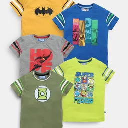 Here&Now X Game Begins Boys Assorted Set of 5 Pure Cotton Printed T-shirts-picture-23