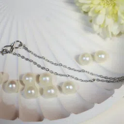 SIVA BY ANIKA Rhodium-Plated American-Diamond Stone-Studded Necklace & Earrings image 4