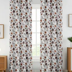 GEET CREATIONS Softy-Floral Coffee Brown 2 Pieces Printed Room Darkening Door Curtains-image-50